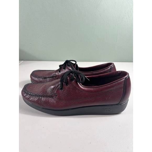 SAS Shoes Men\'s Burgundy Leather Moc Toe‎ Lace Up Comfort Size 12 M main image 5